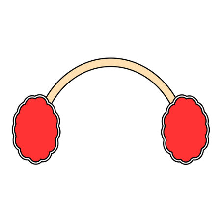 Simple illustration of winter headphones with fur for Christmas holiday. Flat styleのイラスト素材