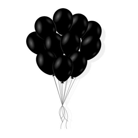 Realistic illustration of black balloon for holiday or black friday. Shadow on white backgroundのイラスト素材