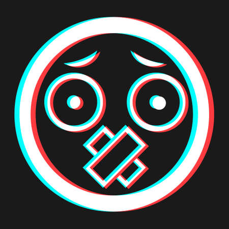 Cartoon smile emoticon symbol, icon in 3d effect with blue and red color. Cartoon emoji for social networks and internetのイラスト素材