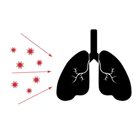 virus attack lungs. Simple flat illustration. Medical iconのイラスト素材