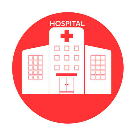 Flat Design Healthcare Hospital Icon. Medical concept with hospital building. Simple illustrationのイラスト素材