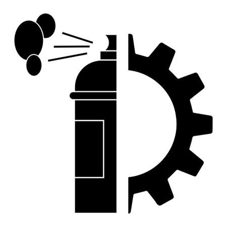 Spray paint in gear in metal container for drawing street wall graffiti in sketch style. Flat styleのイラスト素材