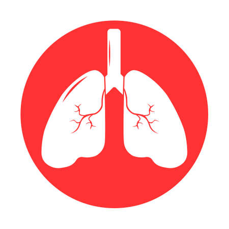 Lung human icon, respiratory system healthy lungs anatomy flat medical organ icon. Simple illustrationのイラスト素材