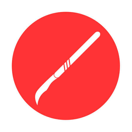 Medical scalpel icon. Hospital surgery knife sign illustration. Medical tools.のイラスト素材