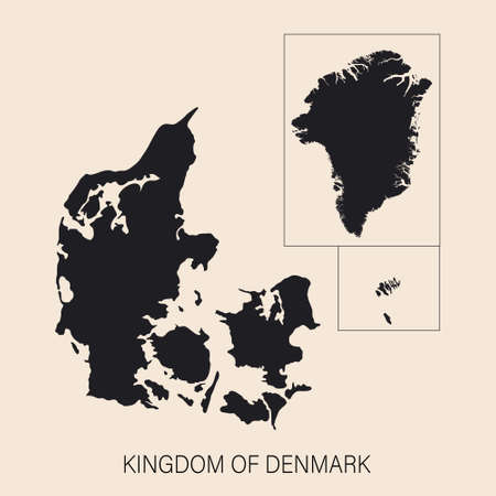 Highly detailed Kingdom of Denmark map with borders isolated on background. Simple icon
