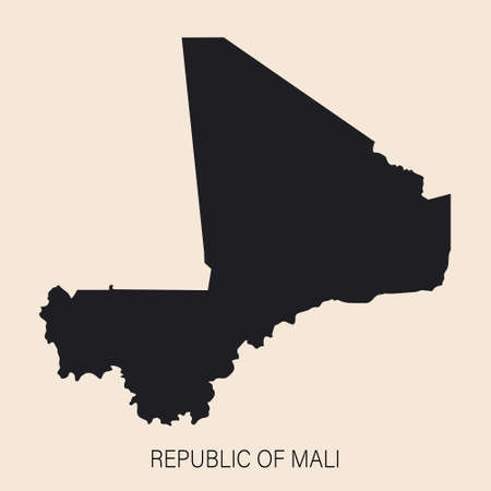 Highly detailed Mali map with borders isolated on background. Simple iconのイラスト素材