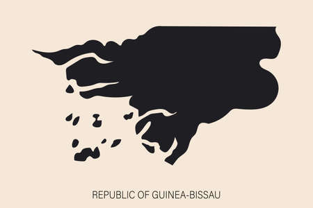 Highly detailed Guinea-Bissau map with borders isolated on background. Simple flat icon illustration for webのイラスト素材