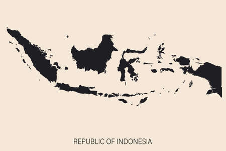 Highly detailed Indonesia map with borders isolated on background. Flat styleのイラスト素材