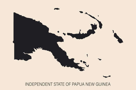 Highly detailed Papua New Guinea map with borders isolated on background. Flat styleのイラスト素材