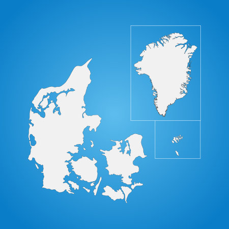 Highly detailed Kingdom of Denmark map with borders isolated on background. Simple iconのイラスト素材