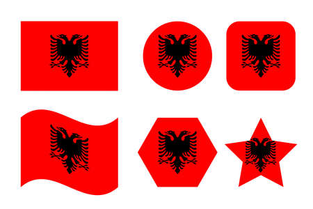Albania flag simple illustration for independence day or election. Simple icon for webのイラスト素材