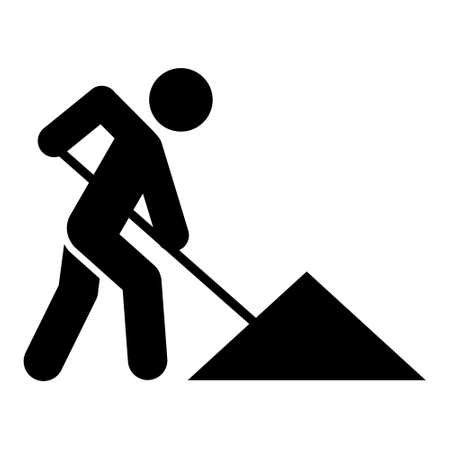 Man digging icon People in motion active lifestyle sign. Flat illustrationのイラスト素材