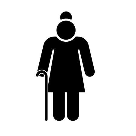Old woman icon. People in motion active lifestyle sign. Flat illustrationのイラスト素材
