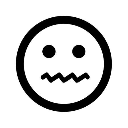 Cartoon sad smile face emoticon icon in flat style. Ð¡haracter for web or card design. Smile icon logo, app, UI.のイラスト素材