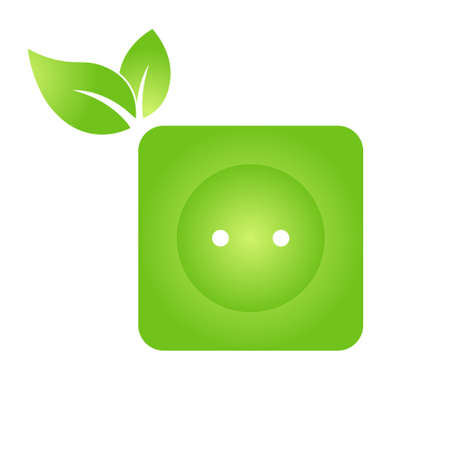 Eco socket plug charging icon Bio nature green eco symbol for web and business. Simple flat illustrationのイラスト素材