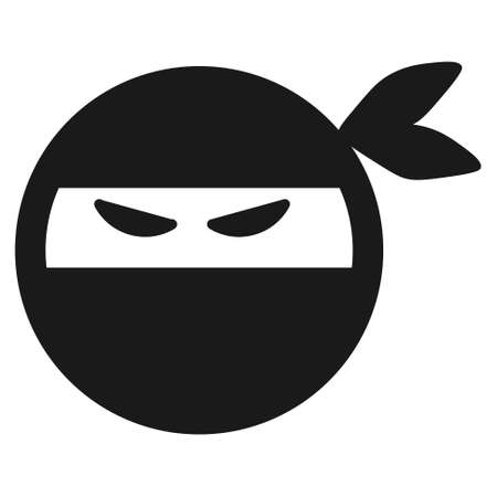 Cartoon ninja smile face emoticon icon in flat style. Ð¡haracter for web or card design. Smile icon logo, app, UI.のイラスト素材