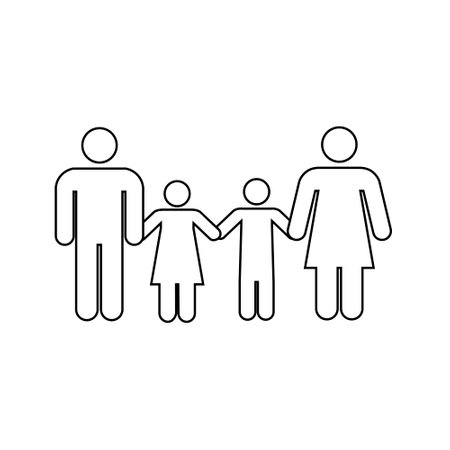 Family icon. People in motion active lifestyle sign. Flat illustrationのイラスト素材