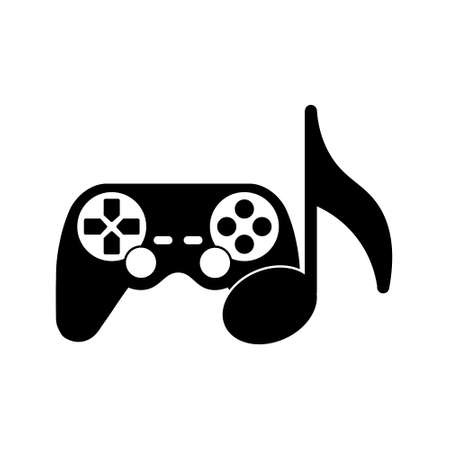 Modern flat design of gamepad or joystick with music note icon for web. Simple styleのイラスト素材