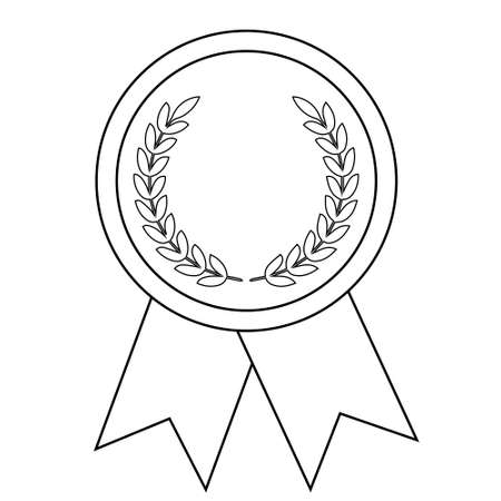 Simple illustration of award medal with ribbons for winners. Flat styleのイラスト素材