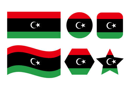 Libya flag simple illustration for independence day or election. Simple icon for webのイラスト素材