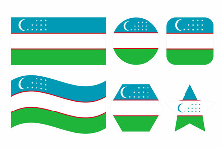 Uzbekistan flag simple illustration for independence day or election. Simple icon for webのイラスト素材