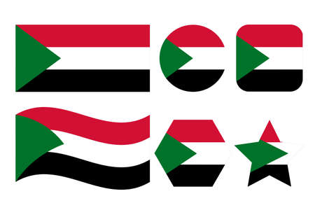 Sudan flag simple illustration for independence day or election. Simple icon for webのイラスト素材