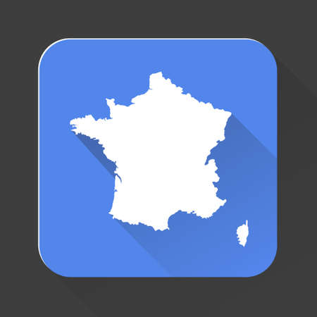 Highly detailed France map with borders isolated on background. Simple flat icon illustration for webのイラスト素材