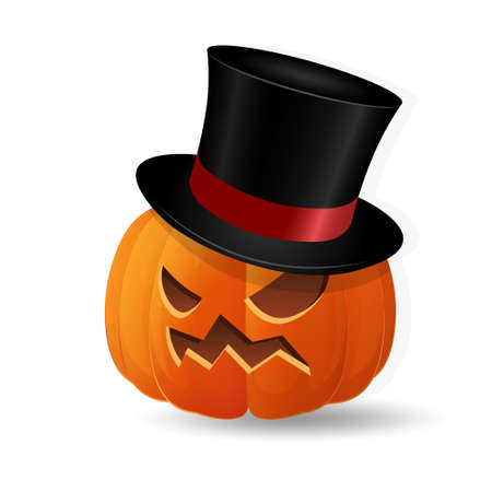 Halloween scary orange pumpkin. Illustration of cartoon pumpkin. Holiday icons conceptのイラスト素材
