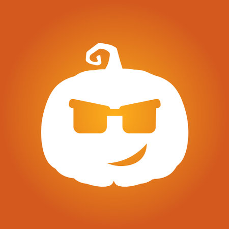 Halloween white scary pumpkin in flat style Holiday cartoon concept. Holiday icons conceptのイラスト素材