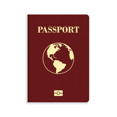 International biometric red passport isolated on white background. International identification documentのイラスト素材