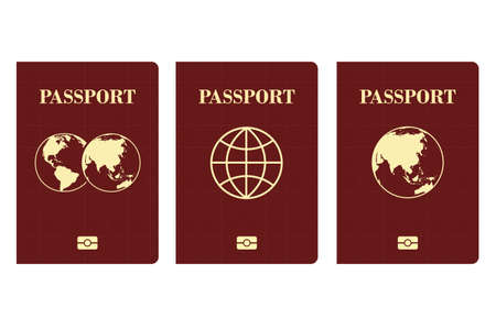 International biometric red passport isolated on white background. International identification documentのイラスト素材