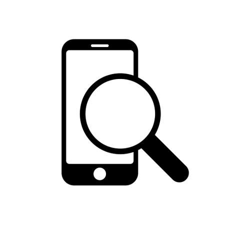 Phone icon Telephone icon symbol with magnifier for app and messenger isolated on backgroundのイラスト素材
