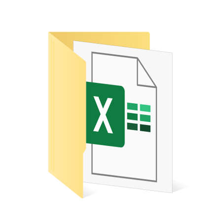 File computer folder with XLS file icon isolated on white background. Color folderのイラスト素材