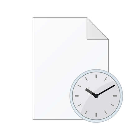 File computer document with watch icon isolated on white background. Color iconのイラスト素材
