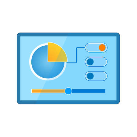 Mockup of computer program with settings and sliders isolated on white background. Color iconのイラスト素材