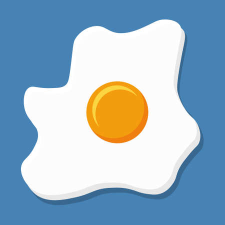 Fried egg or scrambled eggs isolated on blue background. food illustrationのイラスト素材