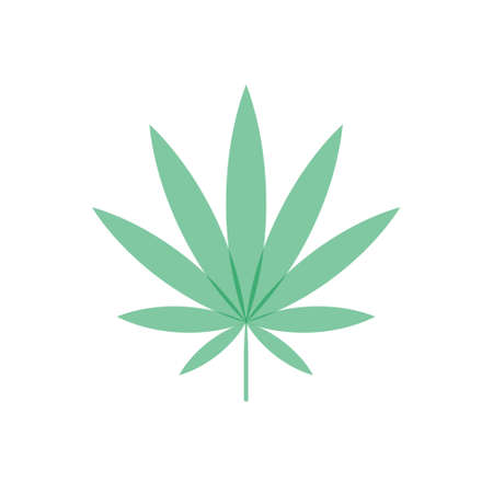 Simple icon of Cannabis Leaf Silhouette Sativa marijuana. flat styleのイラスト素材