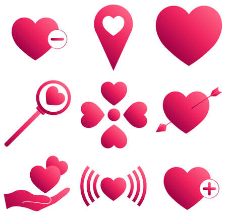 Set of heart icons with gradient pink color for St. Valentine's day. love conceptのイラスト素材