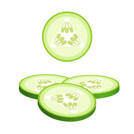 Cucumber slices for burger or sandwich Illustration of food for shops and marketsのイラスト素材
