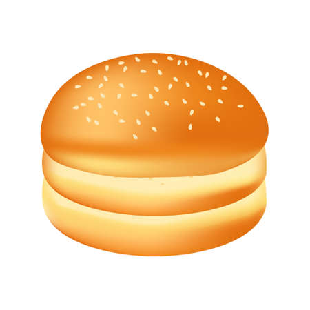 Realistic bun or bread with sesame for burger. Illustration of food for shops and marketsのイラスト素材