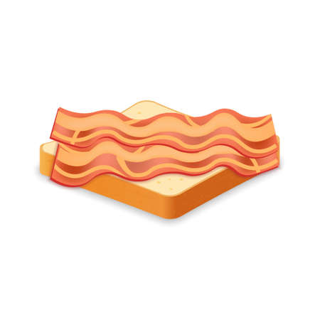 Sandwich from fresh bread with bacon. Illustration of food for shops and marketsのイラスト素材