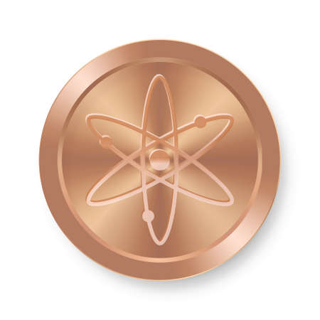 Bronze Cosmos coin. Concept of internet web cryptocurrency. Cosmos medal