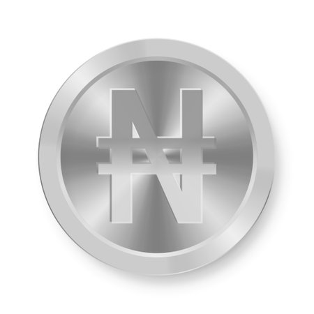 Silver of Naira coin Concept of internet web currency. Naira medalの写真素材