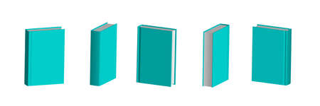Set of closed green menthol books in different positions for school or bookstore. Book Templateのイラスト素材
