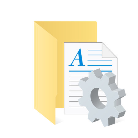 File computer folder and document with gear icon Settings icon or instruction. color folderのイラスト素材