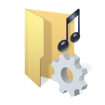 File computer folder and music note with gear icon. Settings icon or instructions. color folderのイラスト素材