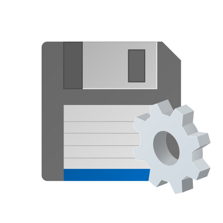 Simple floppy disk icon. Settings icon or instructions. 3d color iconのイラスト素材