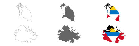 Highly detailed Antigua and Barbuda map with borders isolated on background. Simple flat icon illustration for webのイラスト素材