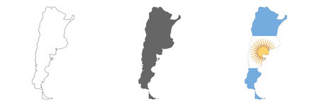 Highly detailed Argentina map with borders isolated on background. Simple flat icon illustration for webのイラスト素材