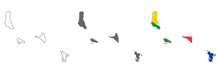 Highly detailed Comoros map with borders isolated on background. Simple flat icon illustration for webのイラスト素材